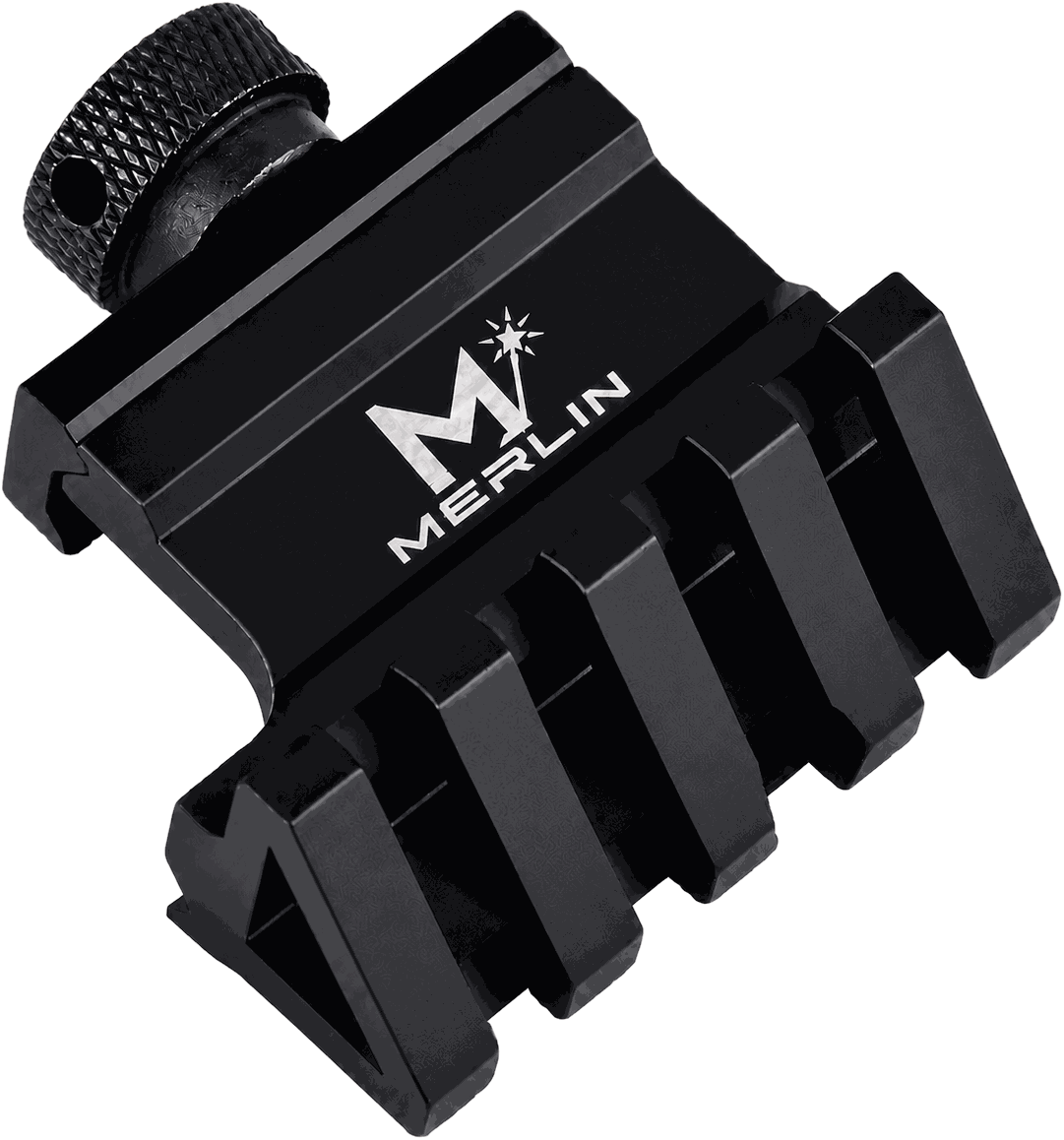 Merlin Elevate 45 — 45° angled Picatinny rail mount in matte black anodized aluminum.
